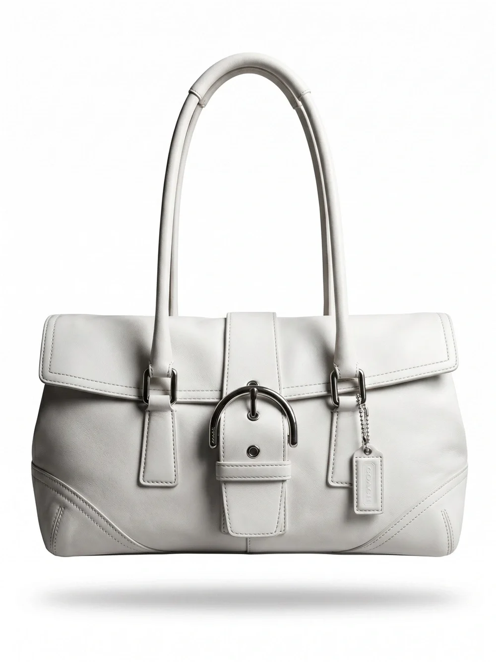 Coach Soho Buckle Flap Shoulder Bag White Leather 9550 Y2K